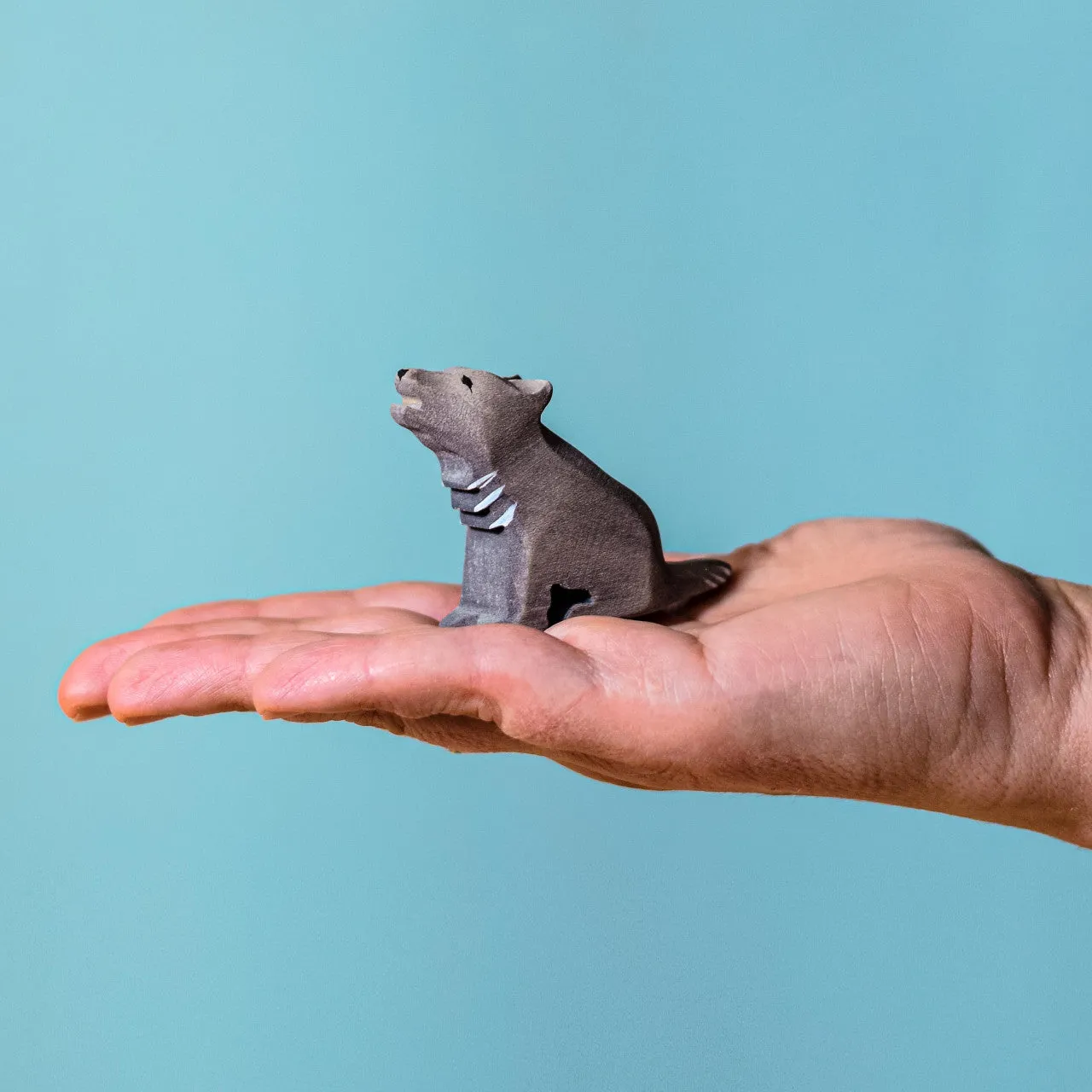 Wooden Wolf Cub Sitting